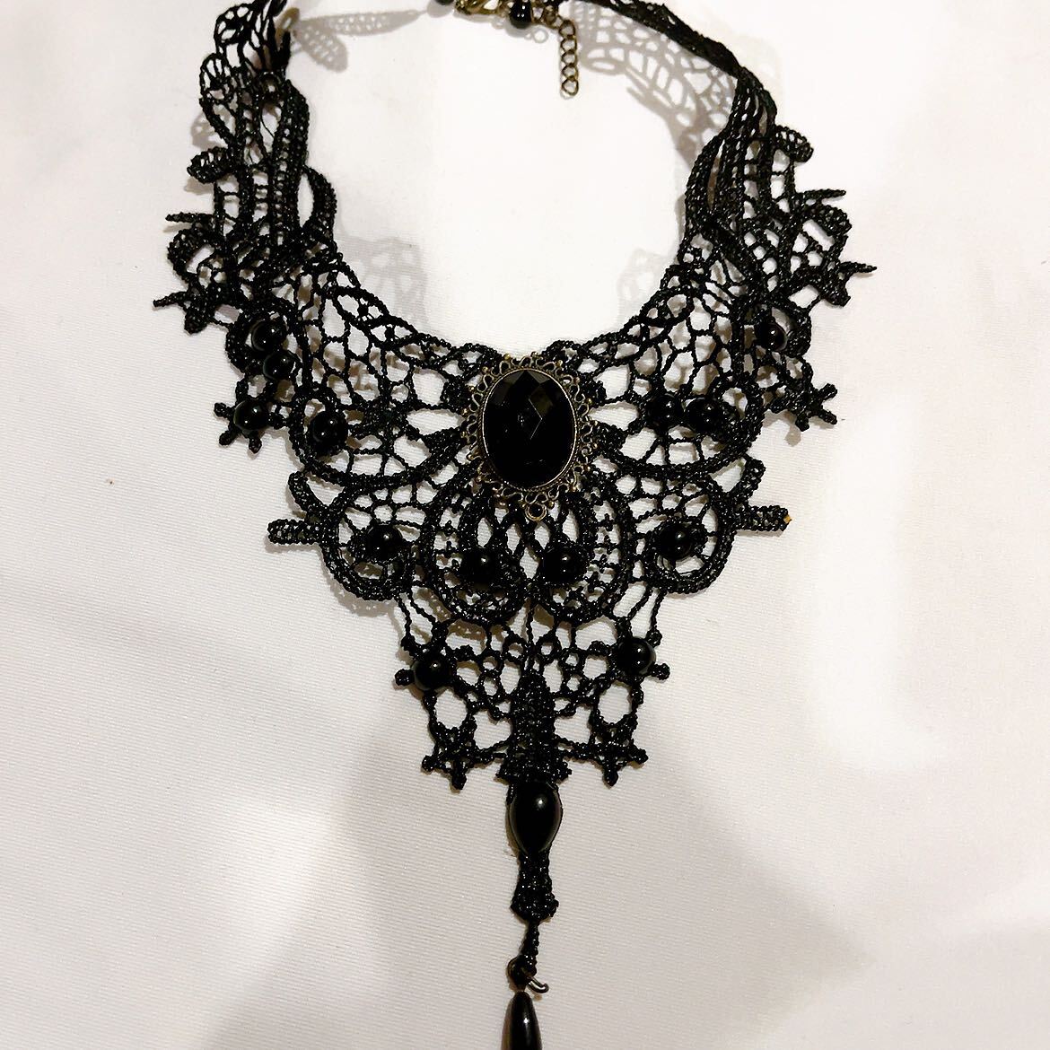 新品★ブラックレース★ゴシック調★ゴージャス★チョーカーネックレス 花柄レースリボン 拍卖