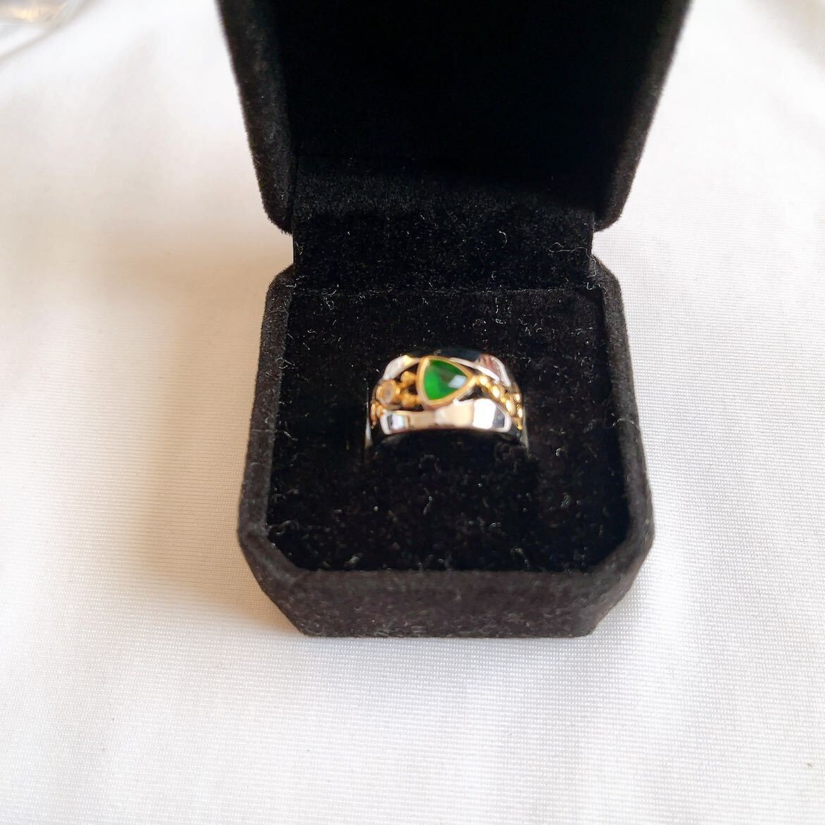 新品★ホワイト★グリーン★メンズファッションリング★指輪★ユニセックス★13号指輪 リング 拍卖