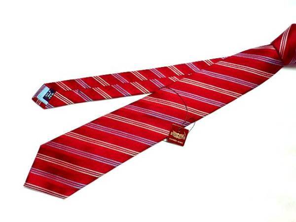 $ 新品 $ タグ付き!● ブランド ネクタイ ● エヴォルト ■ EVOLUTO ■ ストライプ柄 総柄 ■ 絹 ■ 赤 レッド系 ピンク系 ■ 送料無料!拍卖