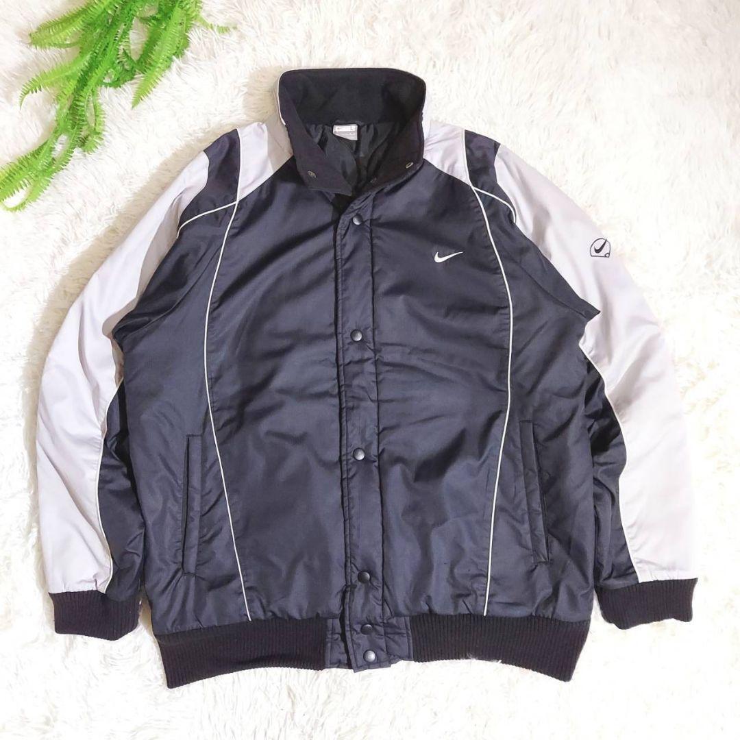 NIKE ロゴ刺繍・中綿キルティング・ジャケット・黒グレー 表記サイズL 五点で送料無料 66981拍卖