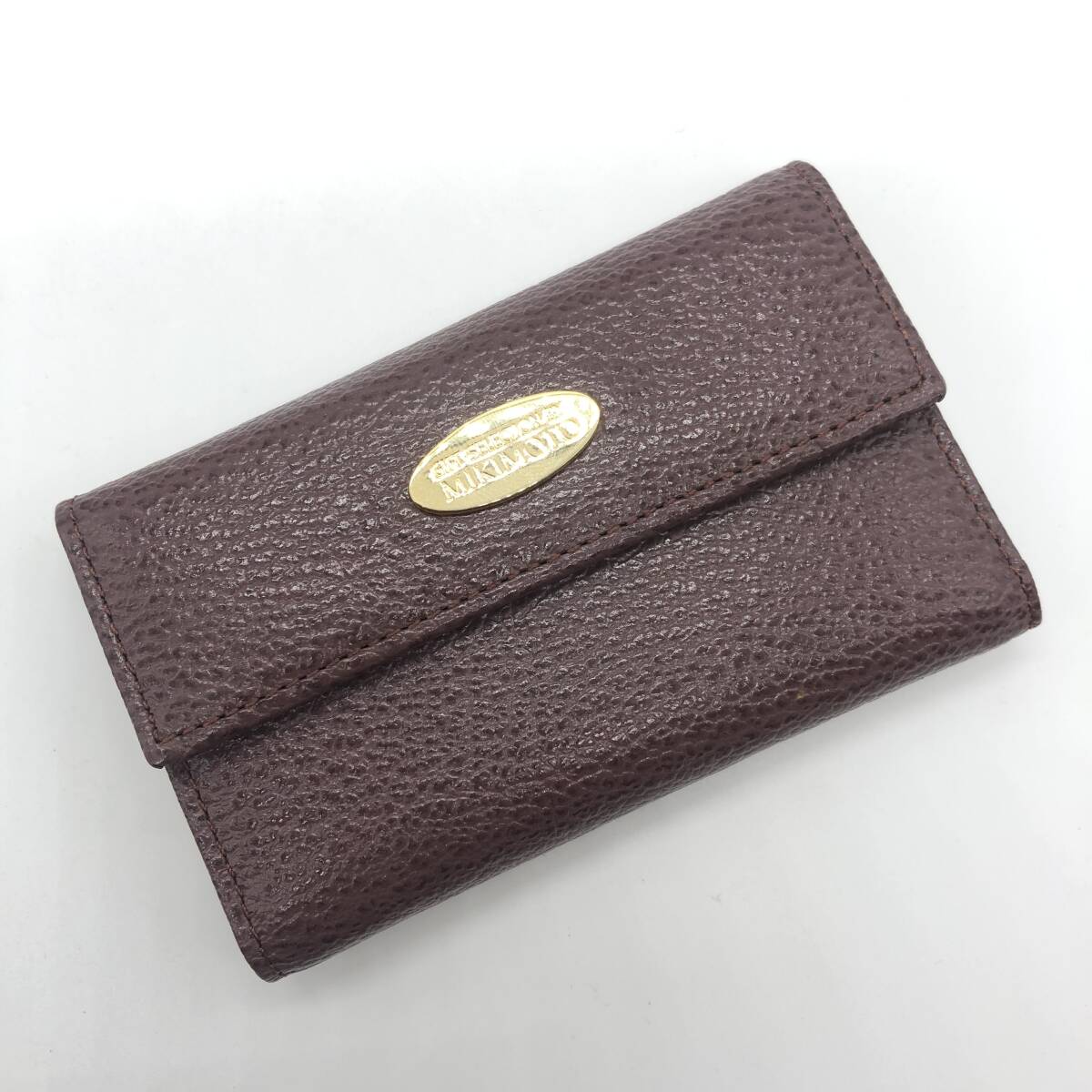 ★美品【MIKIMOTO】キーケース レザー 金具ゴールド ブラウン ミキモト カード入れ 日本航空 JAL拍卖