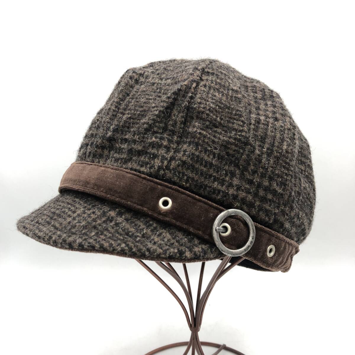 ★Sサイズ【COMME CA】キャスケット 帽子 ブラウン ベルト コムサ レディース ニット ウール拍卖