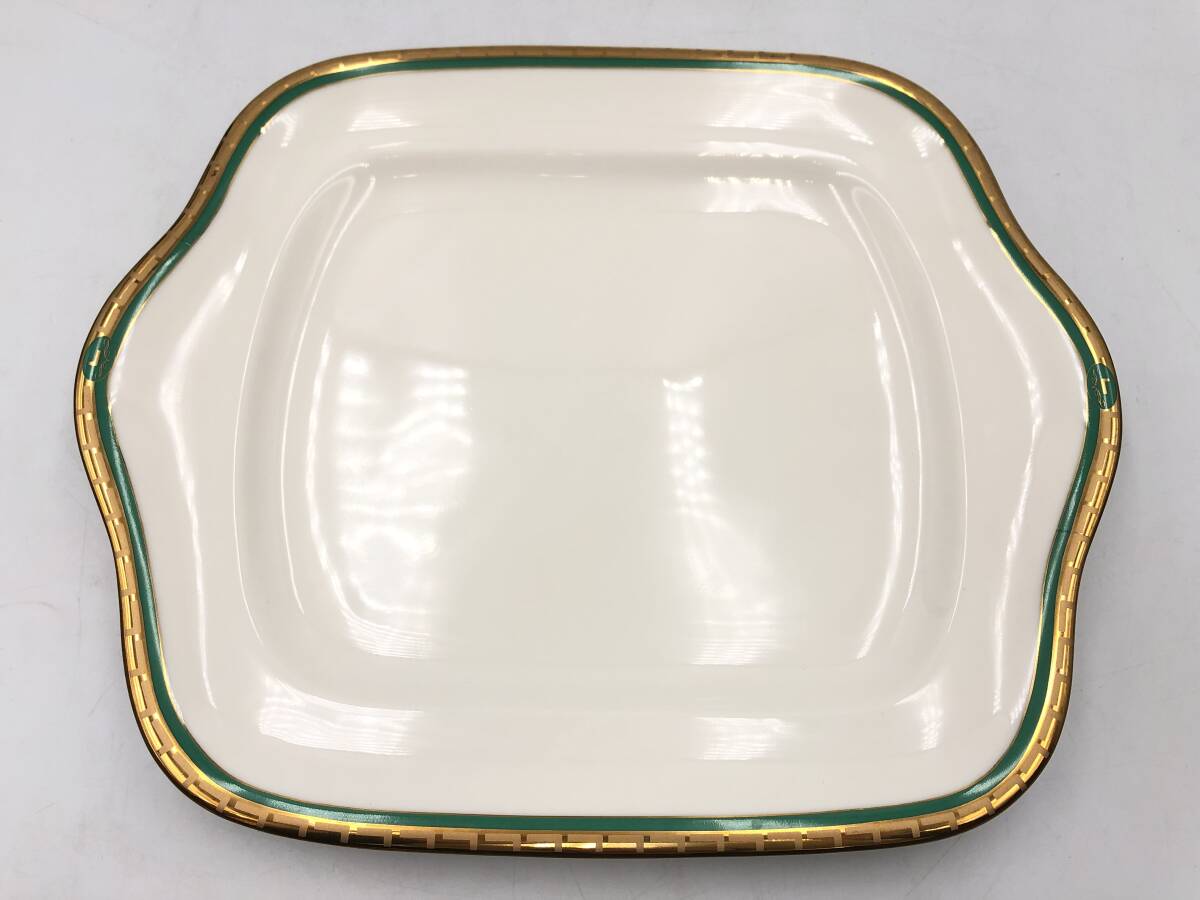 【LANCEL】サンドイッチプレート ランセル 食器 大皿 金縁 四角 トレー トレイ拍卖