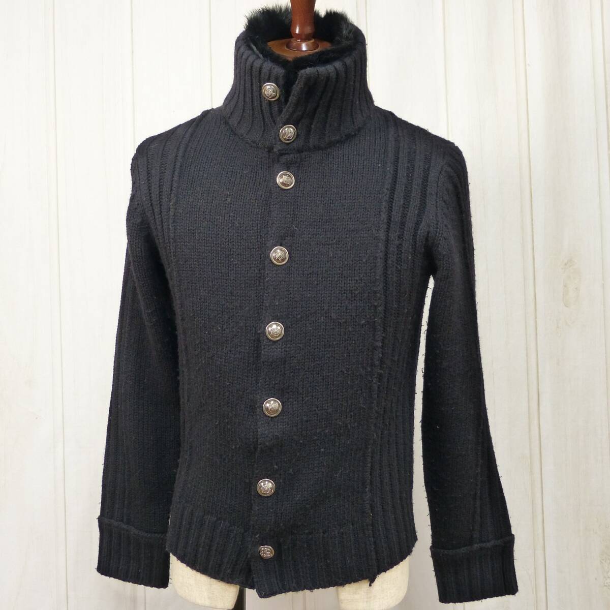 【中古品】MK MICHEL KLEIN ミッシェルクライン ハイネックカーディガンジャケット M 黒色拍卖
