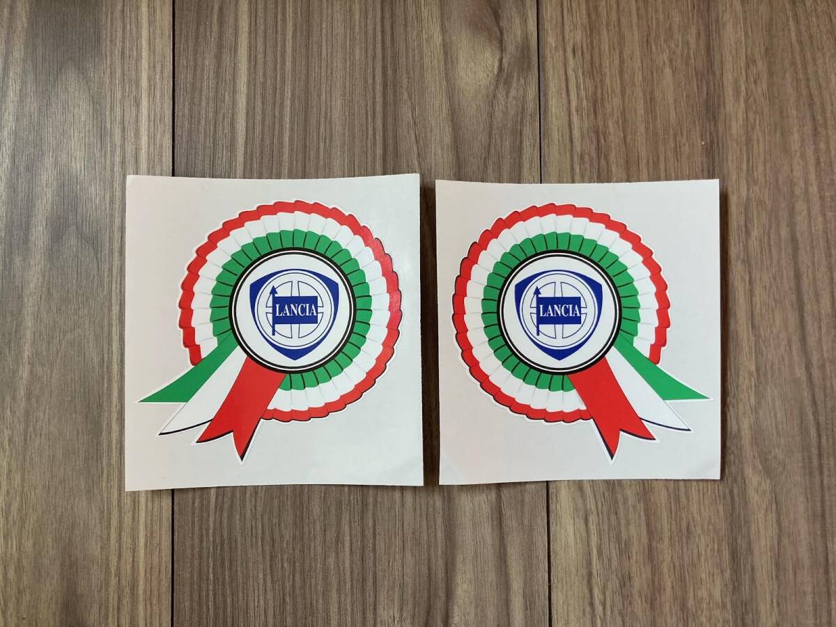 ★送料無料★LANCIA Rosette Style Car Sticker ランチア カッティング ステッカー デカール 105mm x 105mm 2枚セット拍卖