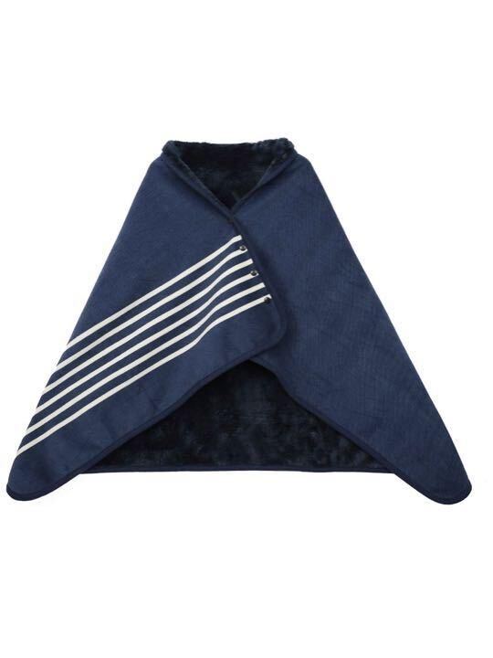ひざ掛け ブランケット 4WAY 着る毛布 80×135cm ボタン付きネイビー拍卖
