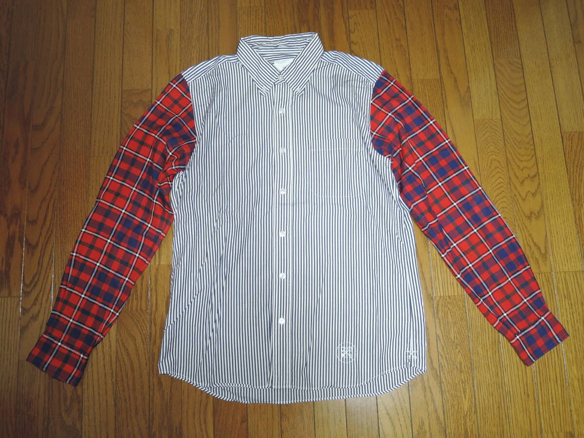 uniform experiment ストライプシャツ 2 袖チェック柄 切替え ユニフォームエクスペリメント SOPHNET. /拍卖
