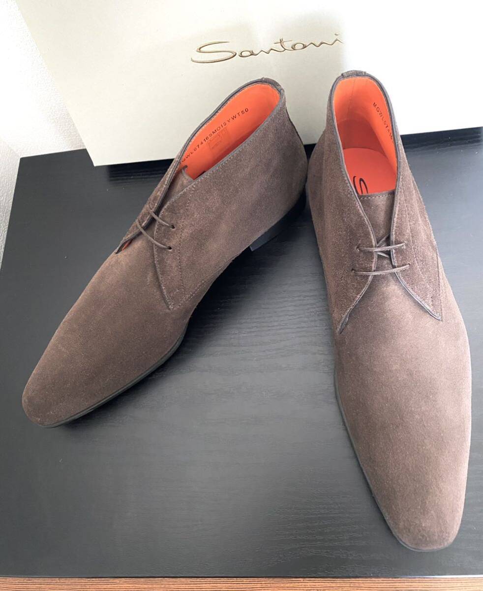新品 サントーニ 5.5 Santoniデザート チャッカ ブーツ シューズ メンズ 革靴 スエード 未使用 送料無料 カジュアル ダークブラウン5 1/2拍卖