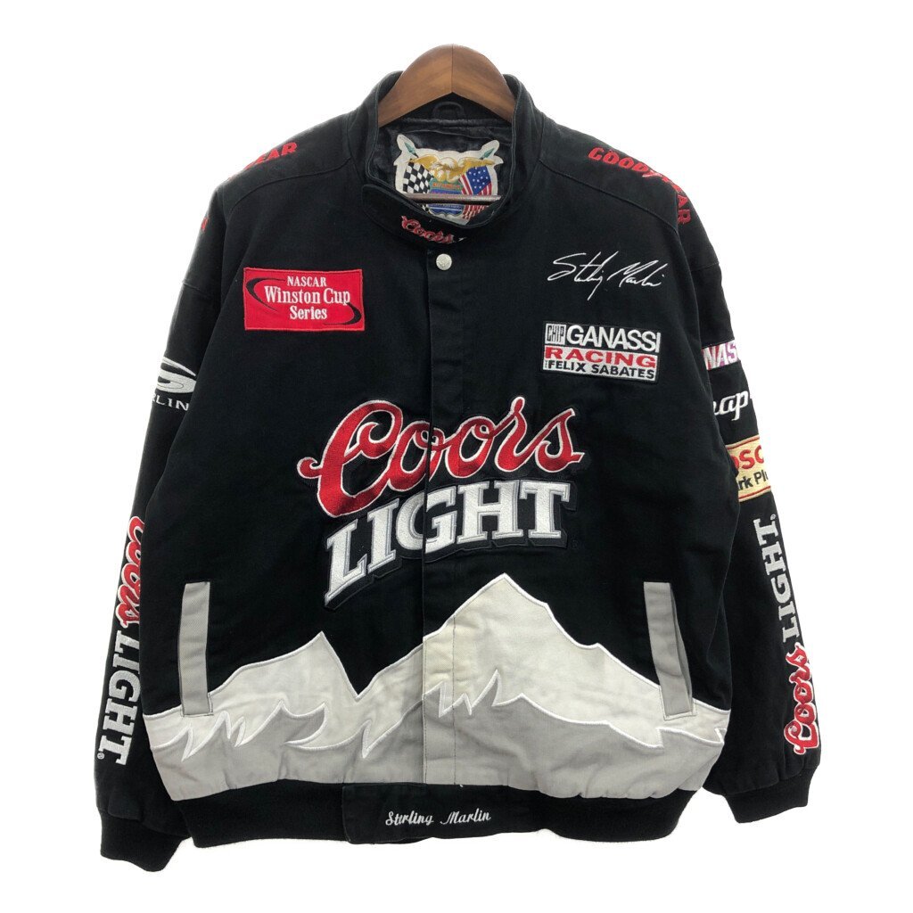 90年代 Jeff Hamilton ジェフ ハミルトン NASCAR ナスカー 企業ロゴ コットン レーシングジャケット (メンズ XL) 中古 古着 Q1774拍卖