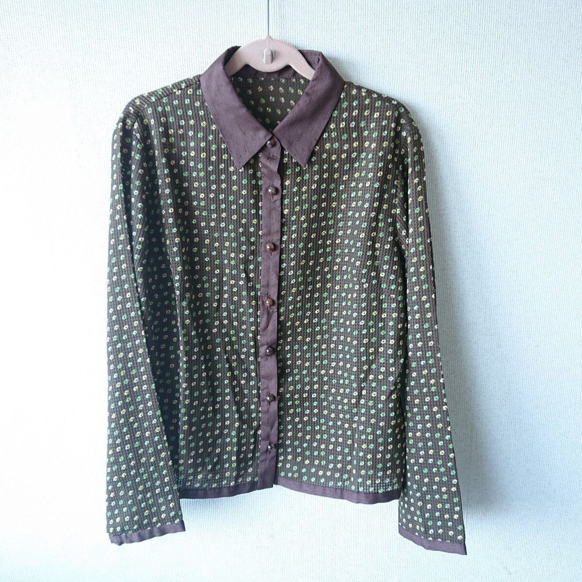 ☆GIANNI LO GIDICE☆小花模様シャツブラウス*40拍卖