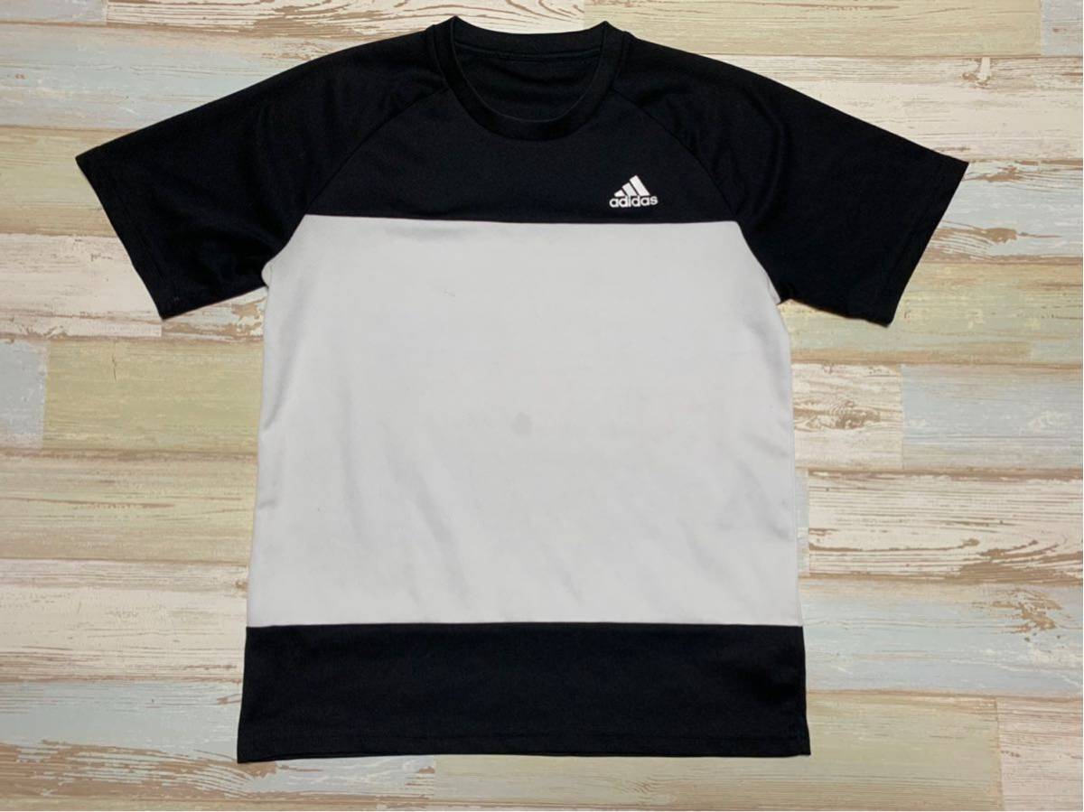 c369 adidas■アディダス クライマライト 半袖Tシャツ■黒×白 身幅49着丈62裄丈42■ゆうパケお手軽210ゆうパックお手軽60レタパ510拍卖