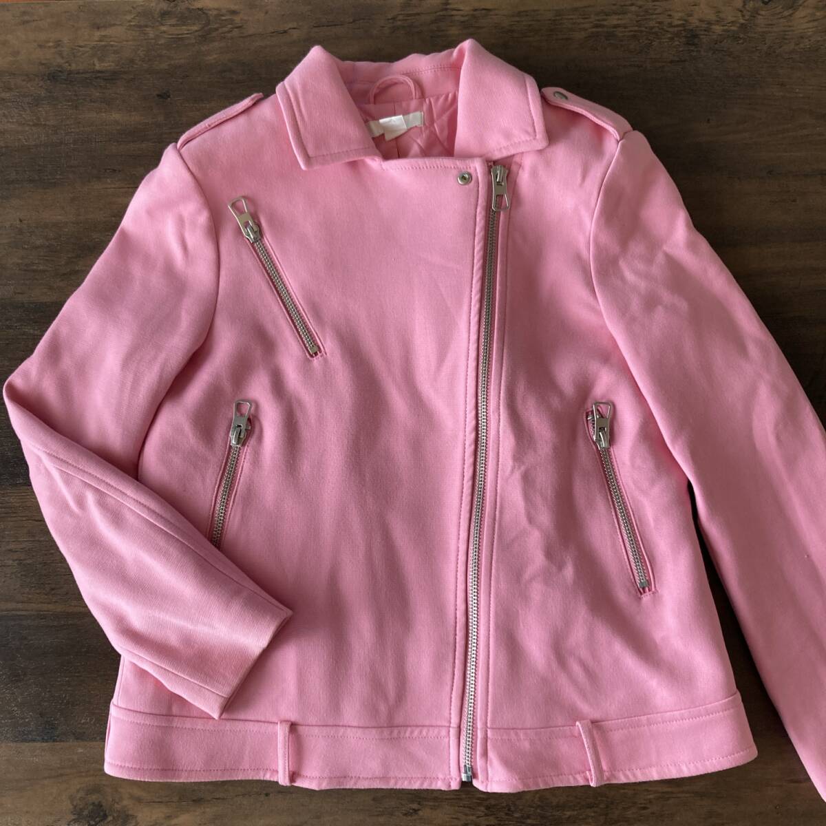 エイチアンドエム/H&M ライダースジャケット JKT【US 12】PINK/LADIES ピンク レディース USED O080拍卖