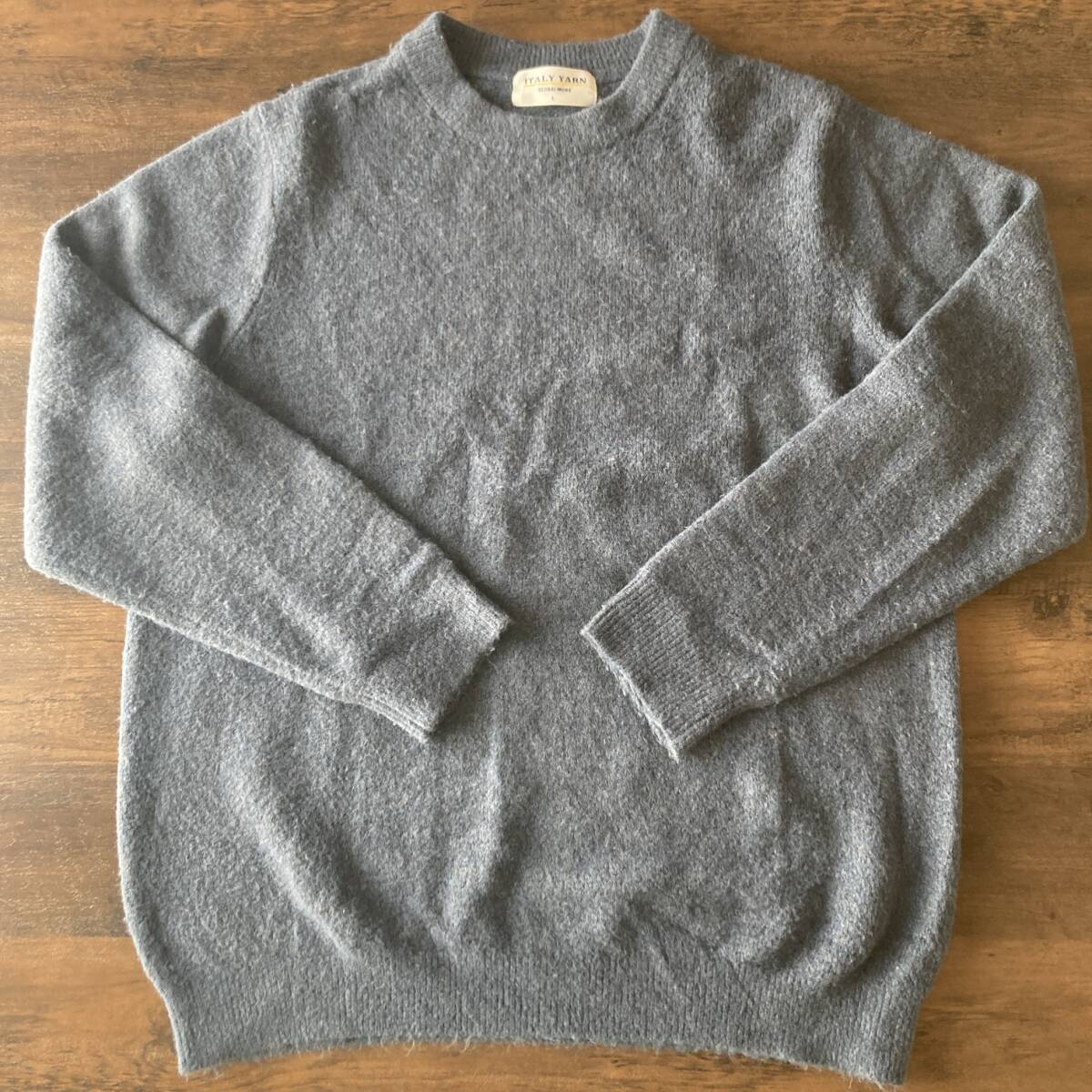 GLOBAL WORK グローバルワーク ITALY YARN イタリアンブークレカラーニット ブルー メンズ 長袖ニット sizeL O099拍卖