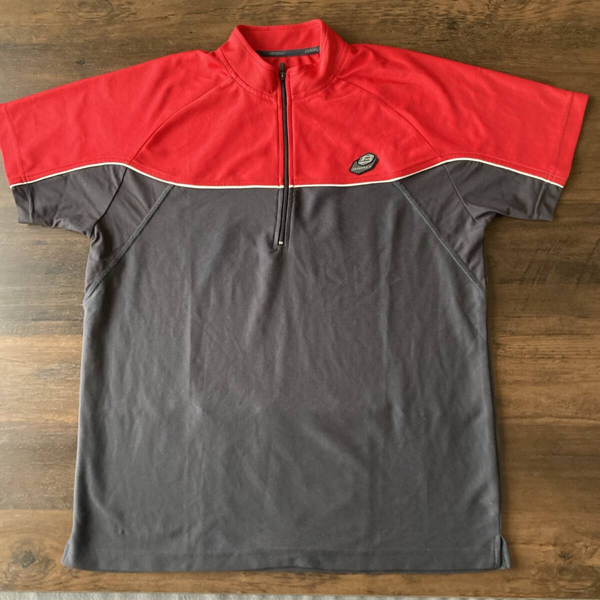 BRIKO メンズ トップス 半袖 ジップアップ レッド グレー USED拍卖