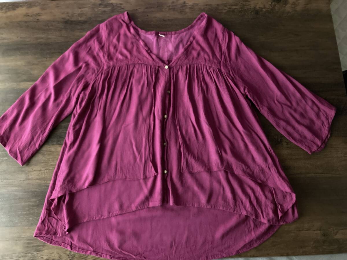 チャイハネ レディーストップス シャツ カシュクール風 刺繍 ピンク レーヨン インド製 O091拍卖