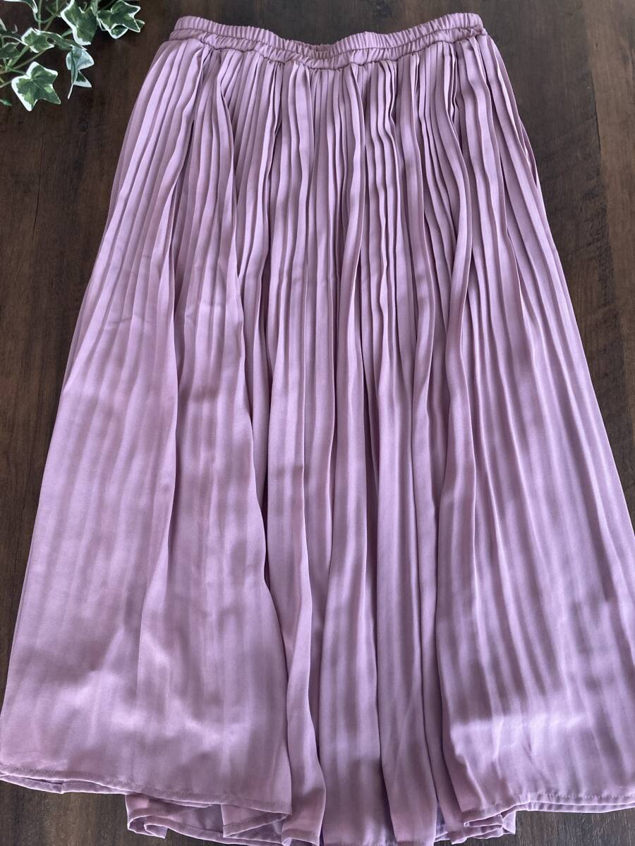 ロングスカート プリーツスカート ピンク 透け感 ゴム size L 美品 O032拍卖