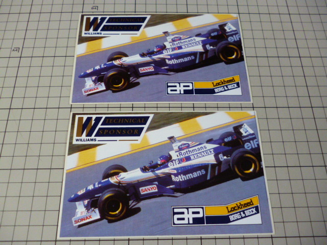 正規品 WILLIAMS TECHNICAL SPONSOR ap Lockheed ステッカー 2枚 当時物 です(149×93mm) ウイリアムズ テクニカル スポンサー ロッキード拍卖