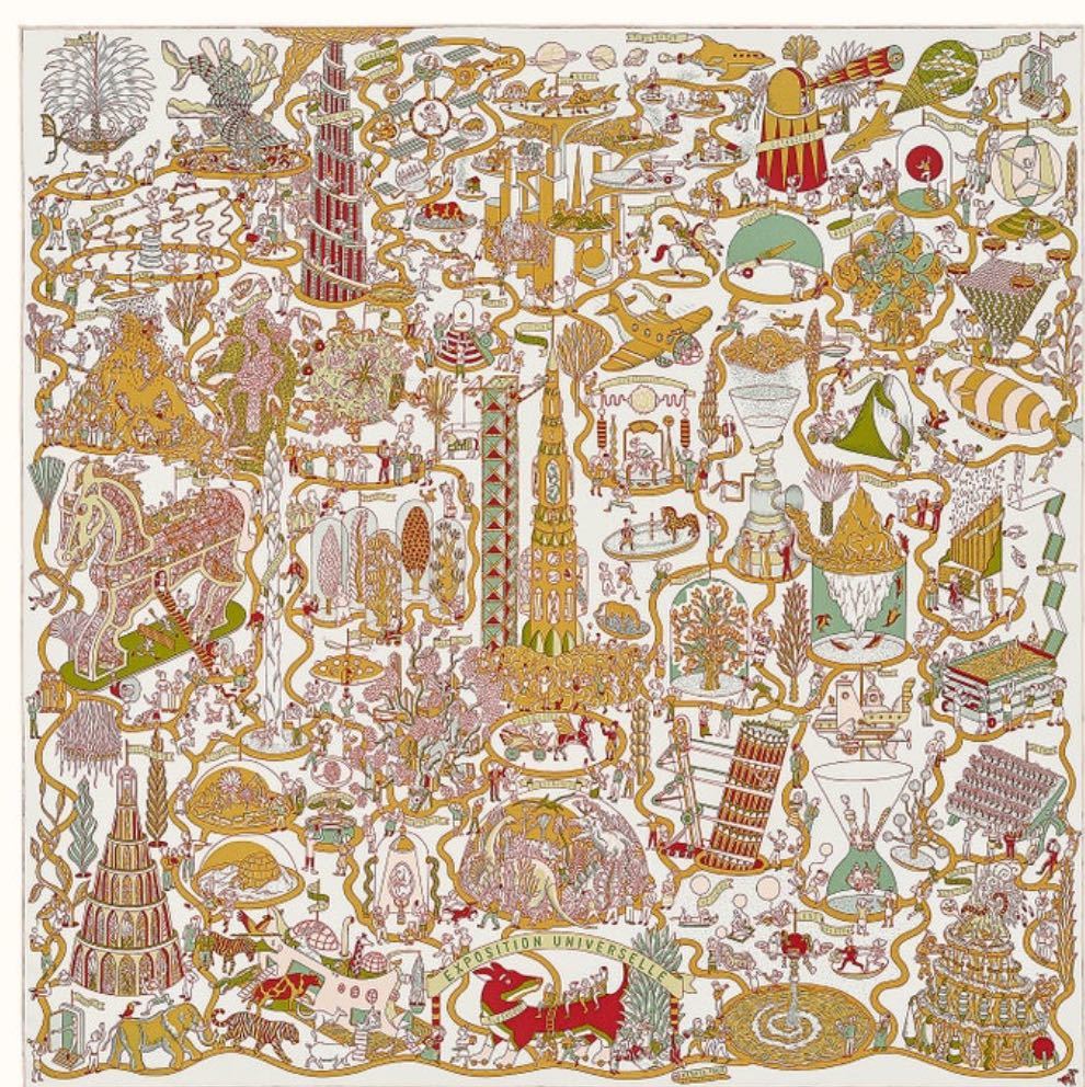 エルメス HERMES カレ 90 万国博覧会 ピンク スカーフ シルク拍卖