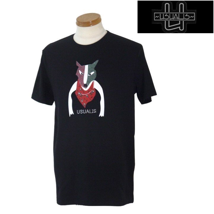 【春夏SALE】ウザリス/USUALIS 半袖Tシャツ Lサイズ 黒系拍卖