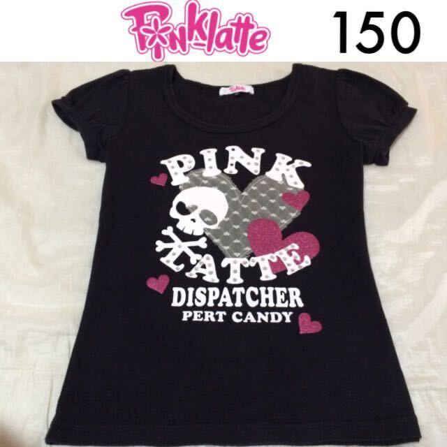 PINK-latte☆パフスリーブTシャツ150 黒ブラック半袖Tシャツ ピンクラテ拍卖