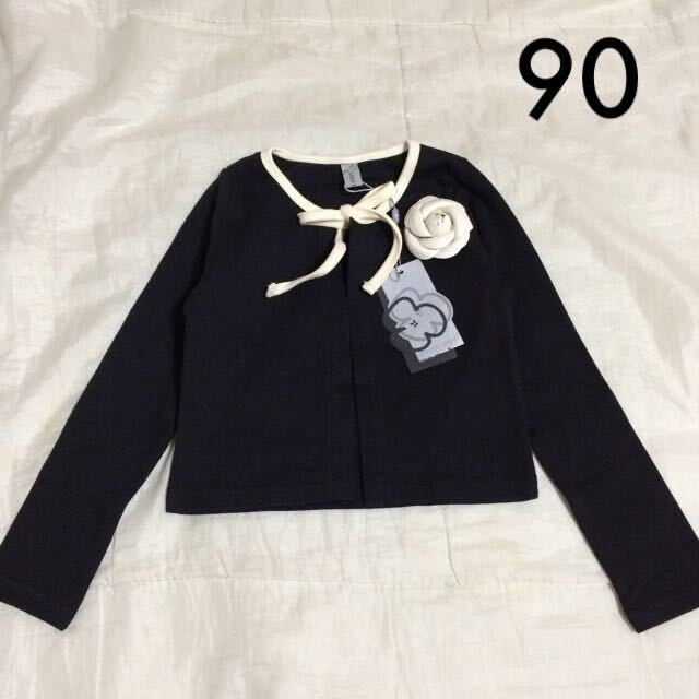 新品タグ付き☆韓国子供服コサージュ付きカーディガンボレロ5号90 黒ブラック フォーマル拍卖