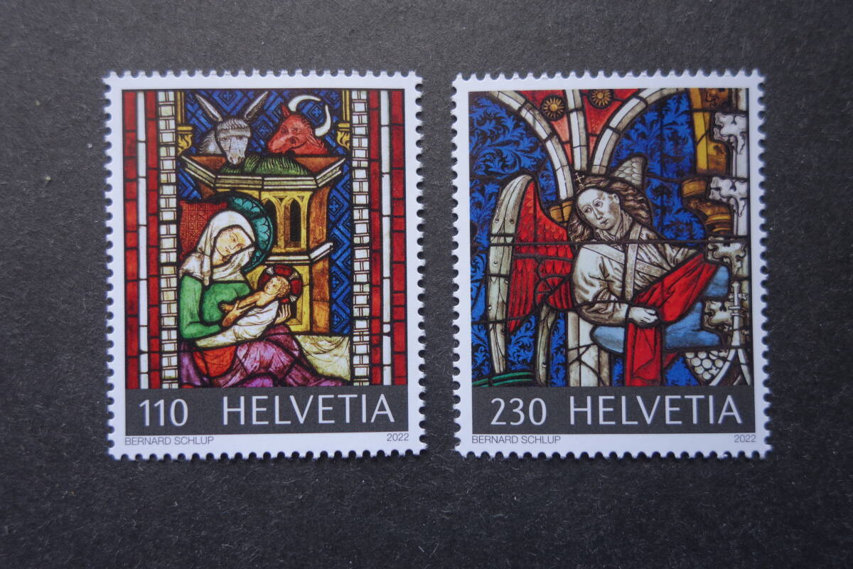 外国切手:スイス切手 「クリスマス・宗教芸術」2種完 未使用拍卖