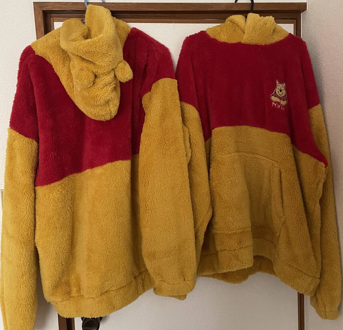 送料込☆ ディズニー プーさん ボア モコモコ パーカー おそろコーデ M~L 2枚セット拍卖