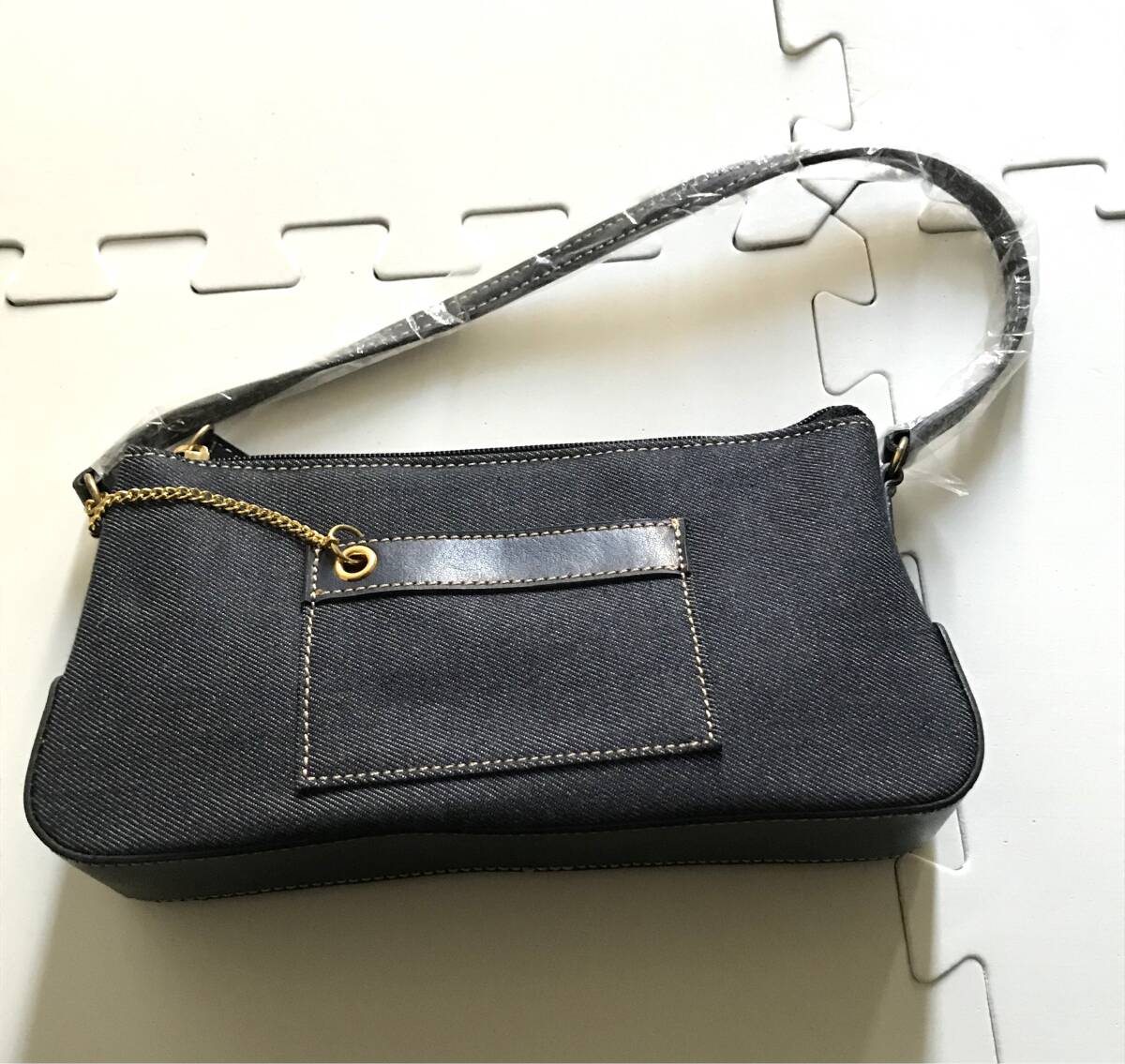 新品 かばん デニム生地 ネイビー拍卖