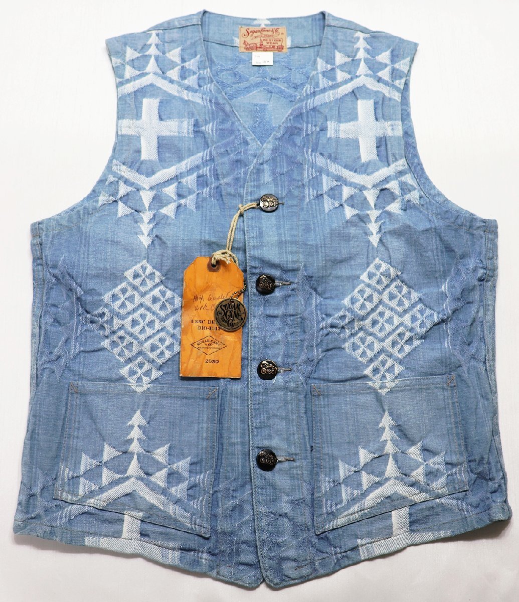 SugarCane (シュガーケーン) 10oz. Native American Denim Work Vest / ネイティブアメリカン デニムワークベスト sc14627 未使用品 38(M)拍卖