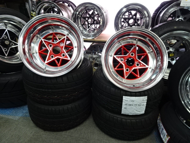 リアル3Pスターシャーク(レッド) 9J-14 10J-14 トーヨープロクセス 195/45R14 225/40R14 新品 旧車拍卖