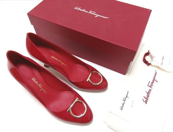 新品★Salvatore Ferragamo サルバトーレ フェラガモ★SERINA パテントレザー パンプス★23cm★LIPSTICK 赤拍卖