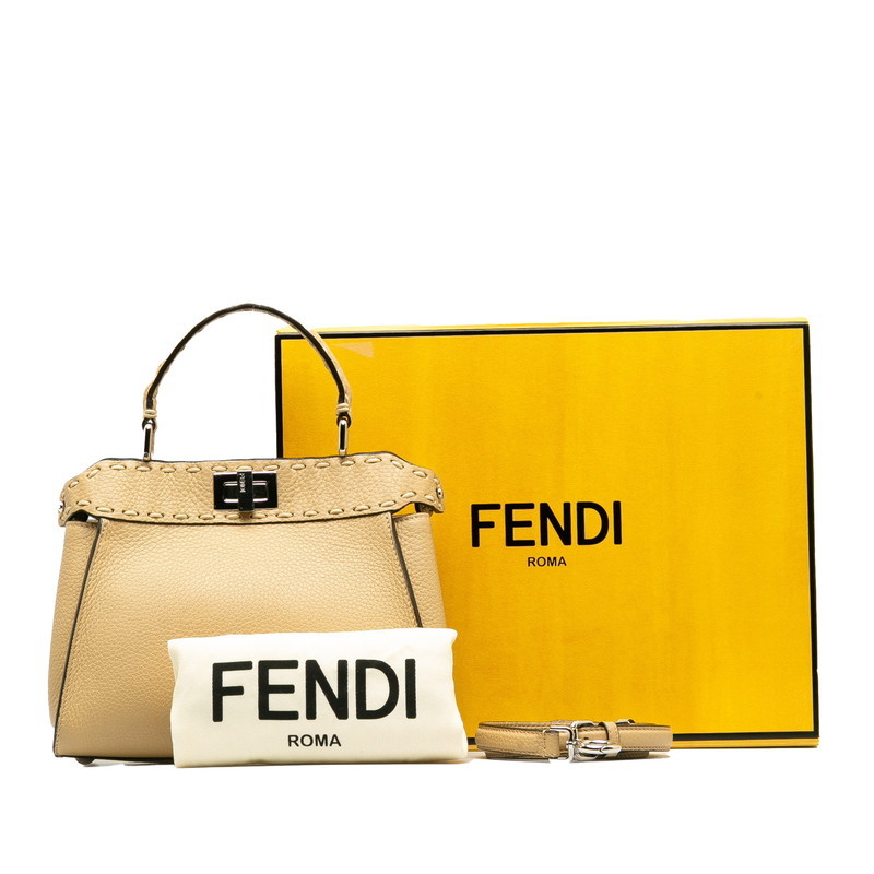 フェンディ セレリア ピーカブー ミニ ハンドバッグ ショルダーバッグ 2WAY 8BN244 ベージュ レザー レディース FENDI 【中古】拍卖