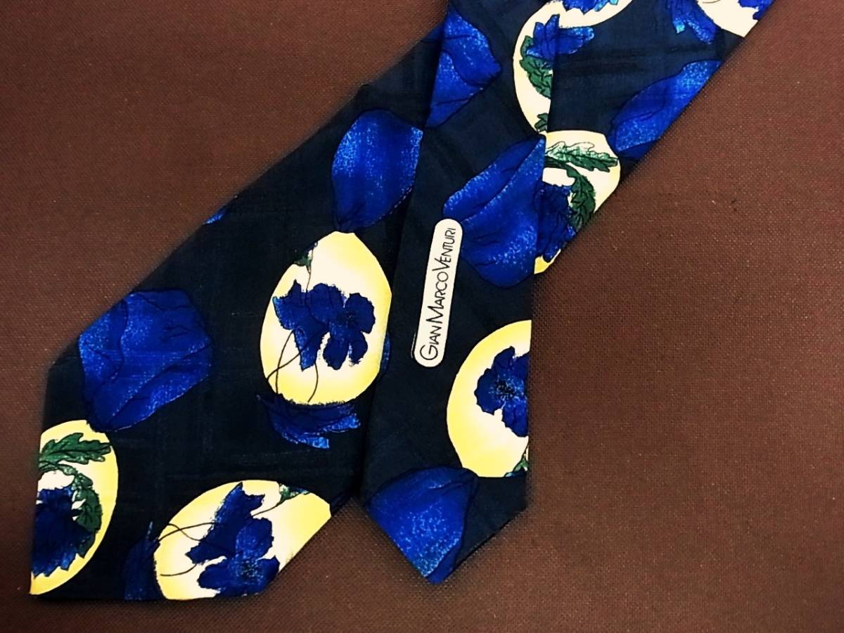 ♪RA1437♪美品ジャンマルコヴェンチューリ【蒼花・植物】ネクタイ♪拍卖