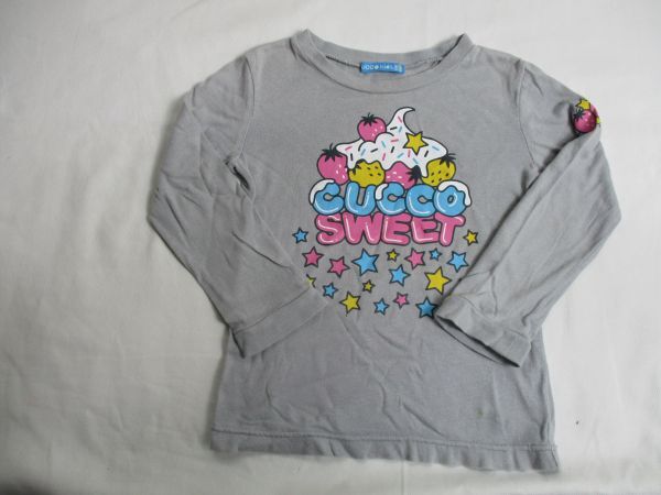 BF512【CUCCO・クッコ】プリント 長袖 Tシャツ 訳有 女児 淡黒 100拍卖