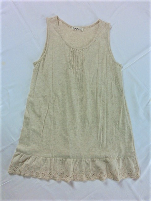 美品 サラッと着やすい◆SM2 サマンサモスモス◆ノースリーブ チェニック丈 裾レース拍卖