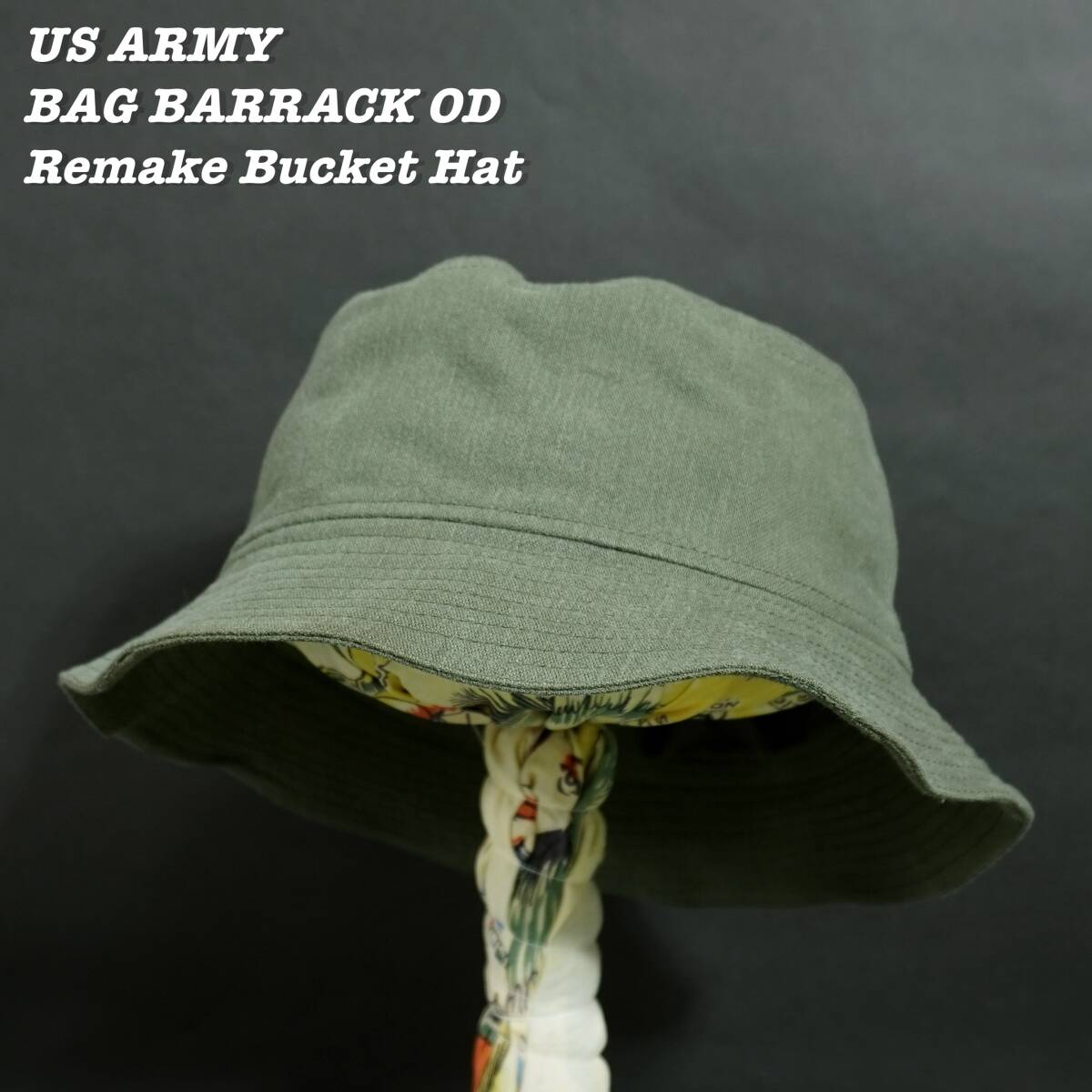 US ARMY BARRACK BAG OD Remake Bucket Hat R108 リメイクバケットハット バケットハット オリーブドラブ コットン アメリカ軍拍卖
