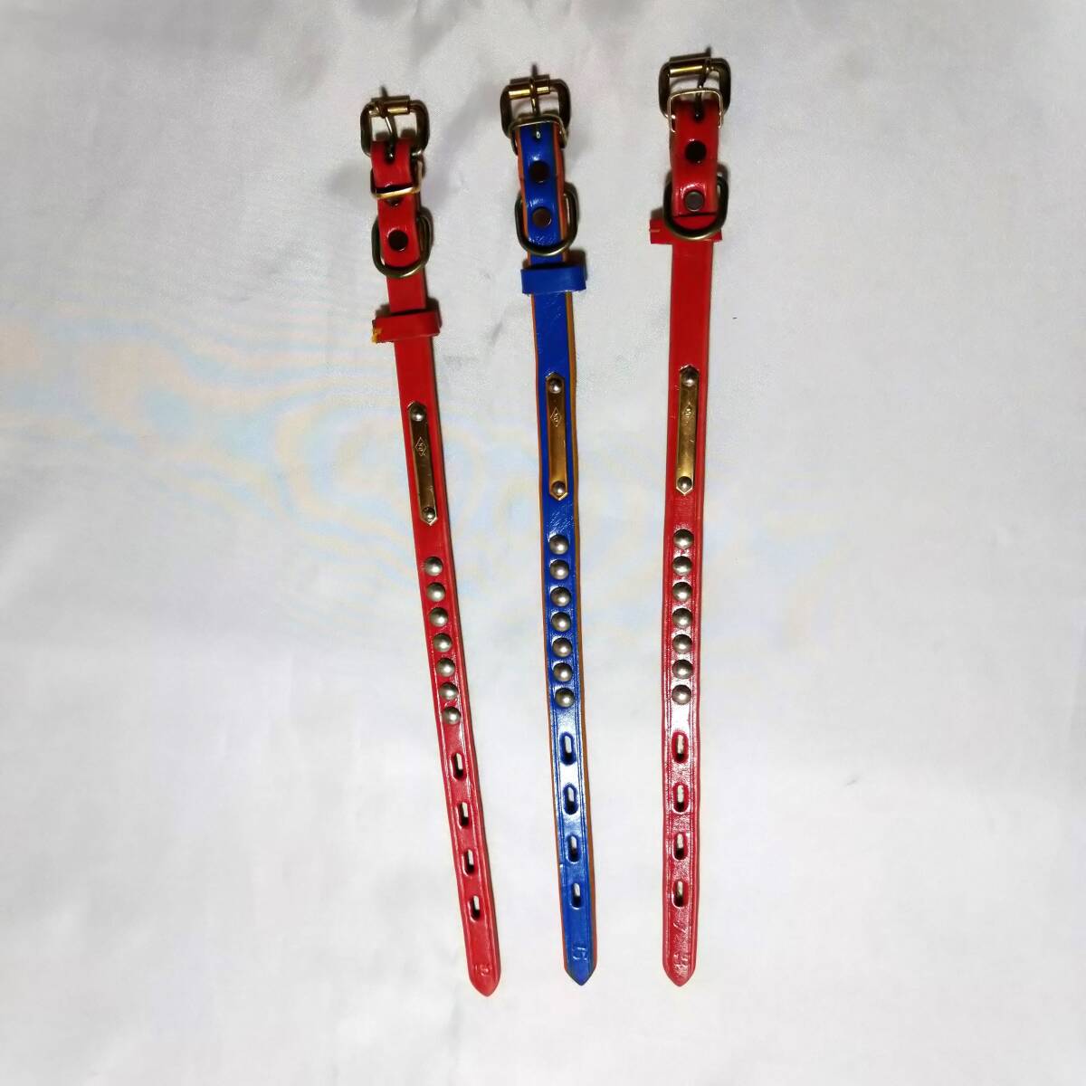 №2.未使用、保管品 ㈱岡田製作所 OK印ペット用品 一枚皮首輪 首回約24~28㎝ 3本セット拍卖