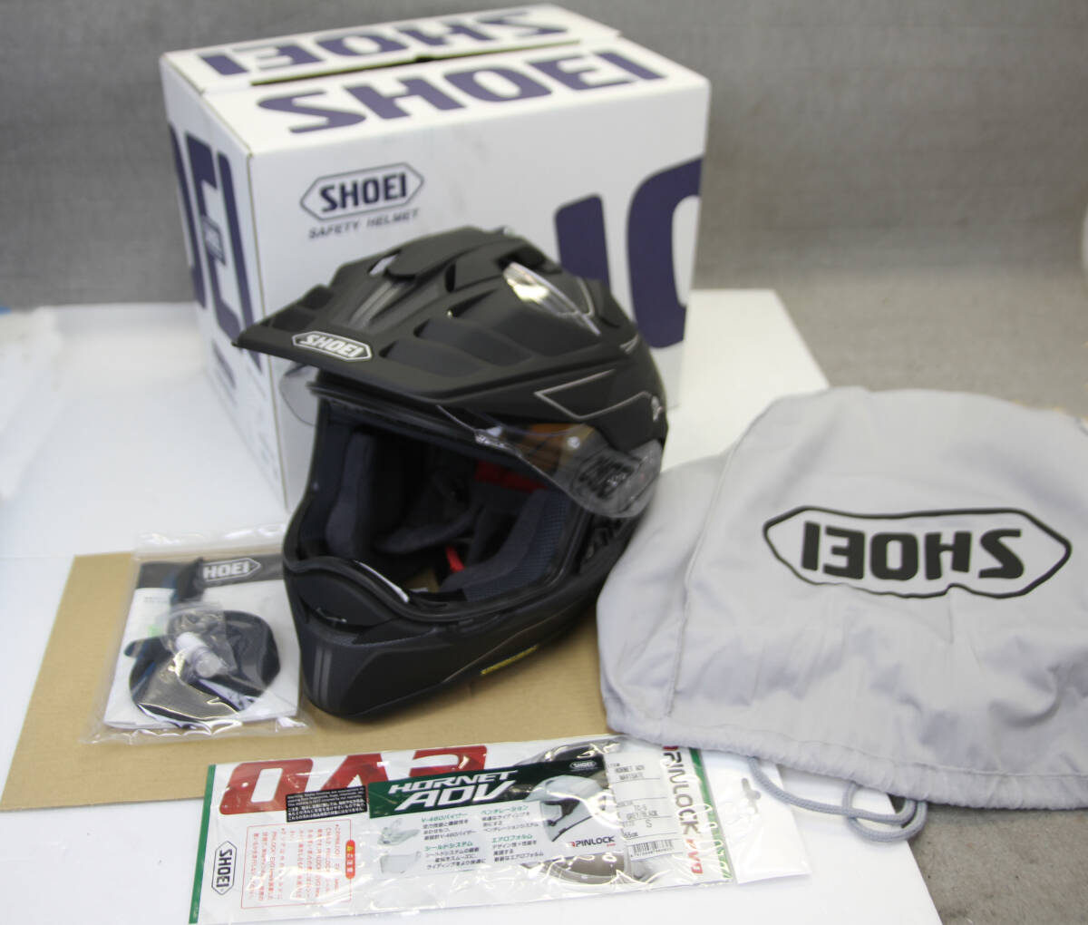 美品 SHOEI ヘルメット HORNET ADV NAVIGATE ホーネット エーディーブイ ナビゲート TC-5 グレー/ブラック 2017年製 Sサイズ拍卖