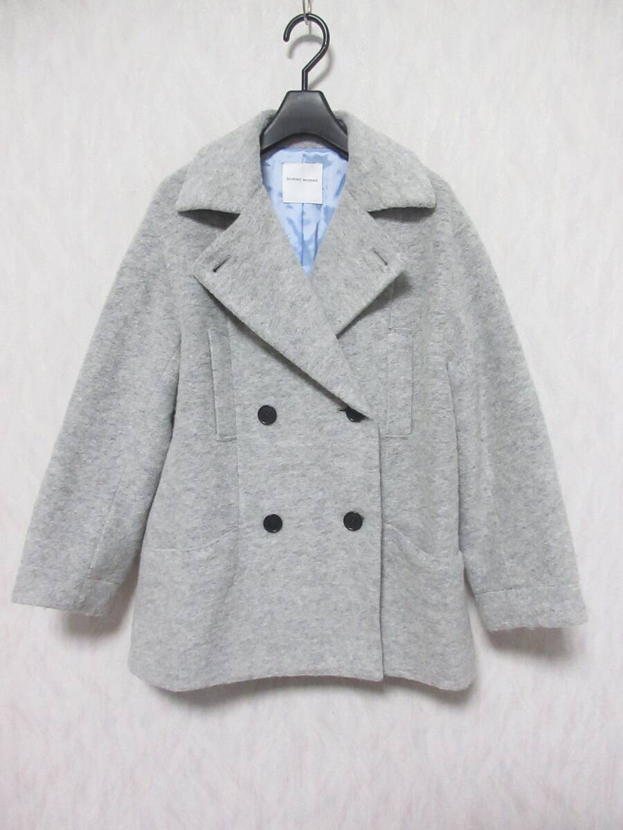 human woman ヒューマンウーマン ウール コート 077-1255002 レディース S グレー irmri kn1827拍卖