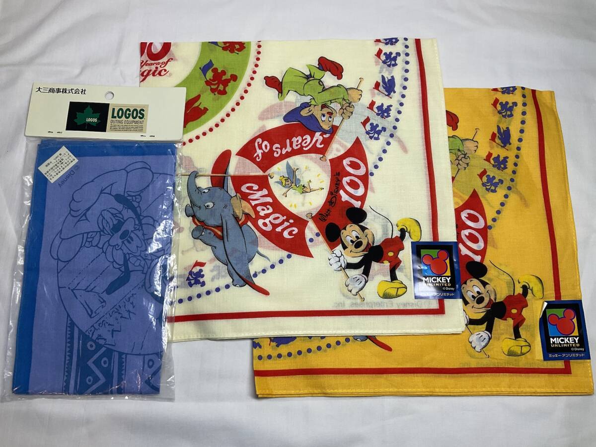 ディズニー バンダナ 3枚セット ディズニー生誕100周年記念 ミッキー ドーピー ダンボ ティンカーベル ロゴス ミッキーアウトドア拍卖