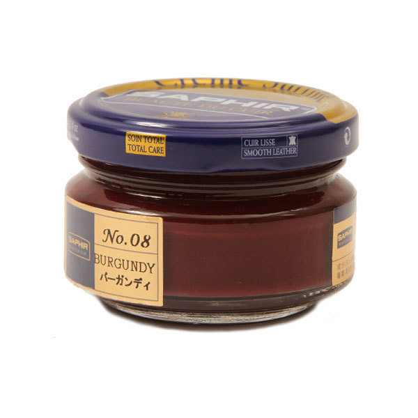 ☆ 08.バーガンディ サフィール SAPHIR ビーズワックスファインクリーム 靴ケア用品 定番 無色 ダークタン濃茶 黒 保革剤 ツヤ出し 靴磨き拍卖