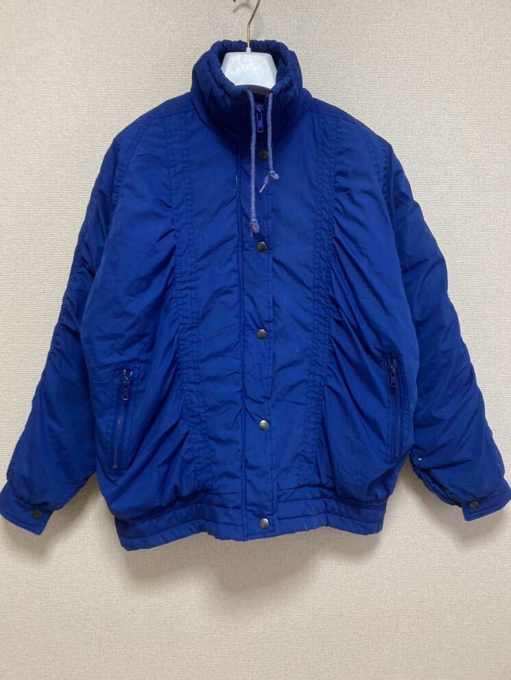 80's90's USAヴィンテージ YR 中綿ジャケット シャーリング デザインブルゾンジャケット 青 M /レディース拍卖