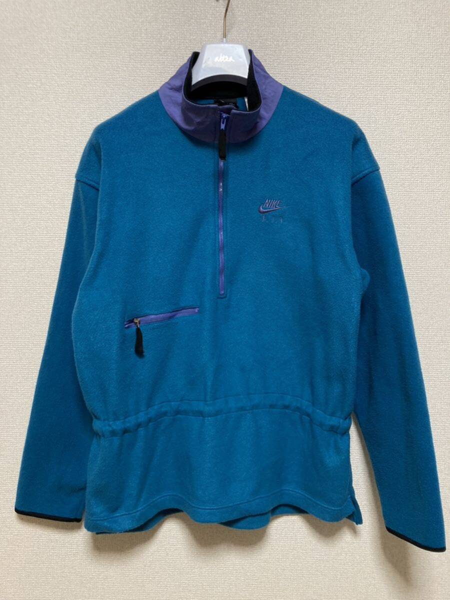 90's USAヴィンテージ NIKE F.I.T ハーフジップ フリースジャケット プルオーバー フリース ジャケット 青 L拍卖