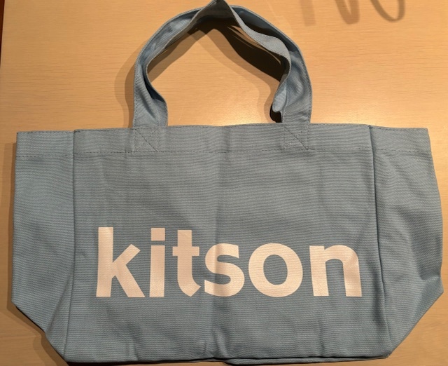 kitson キットソン 水色 バッグ トート キャンバス地 中 ブルー 白字 コットン 未使用拍卖