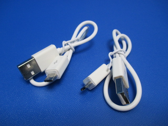 2本セット ノーブランド Micro USB ケーブル(A-MicroB) 約30cm 1A ホワイト 充電専用 マイクロUSB Bタイプ Android拍卖