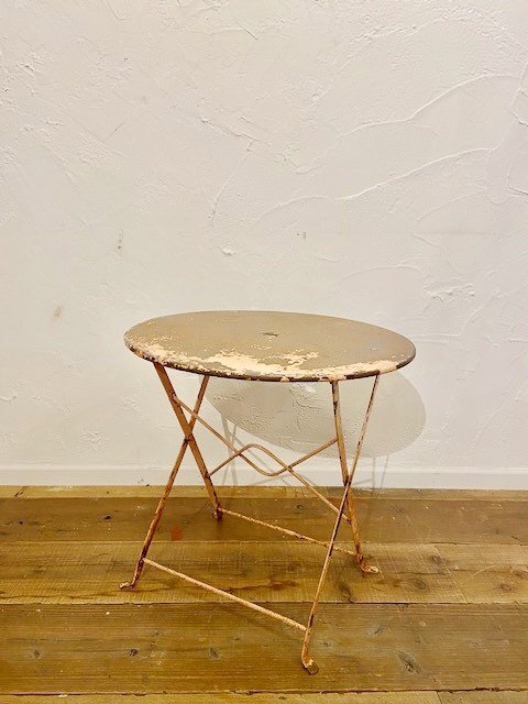 フランス ヴィンテージ カフェテーブル アイアン ディスプレイ 店舗什器 飾り棚 インテリア ガーデンテーブル ガーデニング【B1808】拍卖