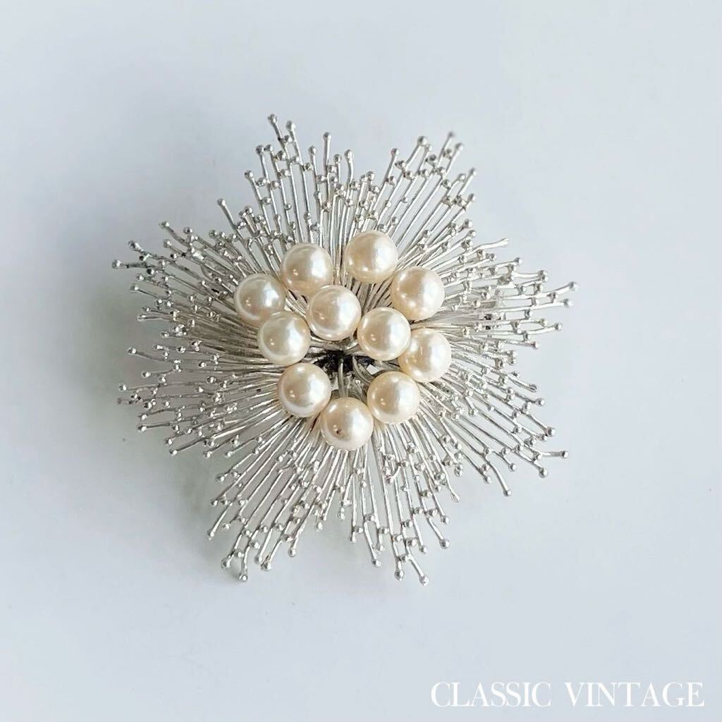 2st357 パール フラワーモチーフ ヴィンテージ ブローチ拍卖