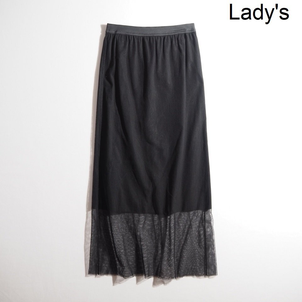 M5849P▼ORDINARY JOY オーディナリージョイ アパルトモン▼ 23AW Cotton Tulle Skirt チュールレイヤード スカート ブラック 春夏 rb mks拍卖
