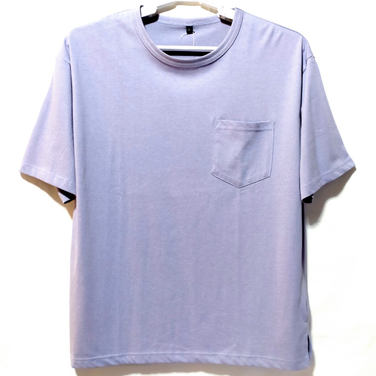 特価/未使用【サイズ=L】 ノーブランド/メンズ/ポケット付き/半袖/綿+ドライ/Tシャツ/胸囲=96~104cm/lavender拍卖