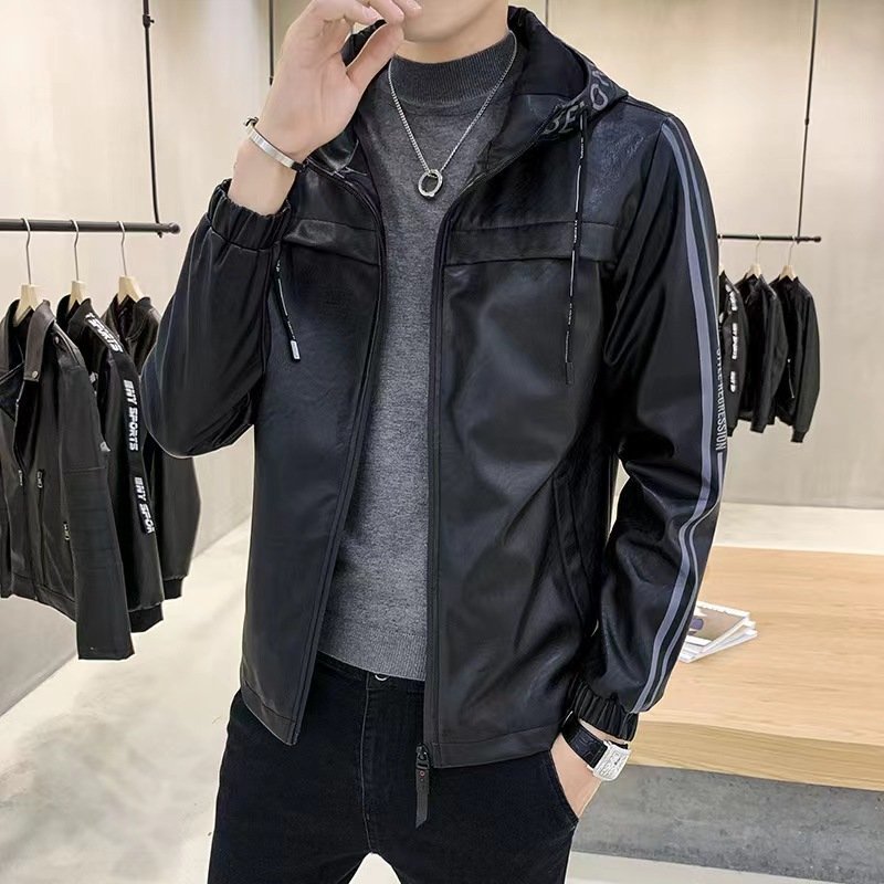 LRM472 新品秋冬レザージャケット メンズ ライダースジャケット 革ジャンバイクジャケット フード付き ジャンパー ブルゾン 皮革ジャケット拍卖